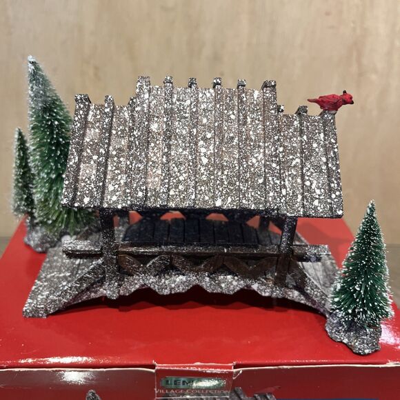 Lemax Village Collection Bridge with Trees red bird Christmas Holiday town fores - Picture 2 of 5